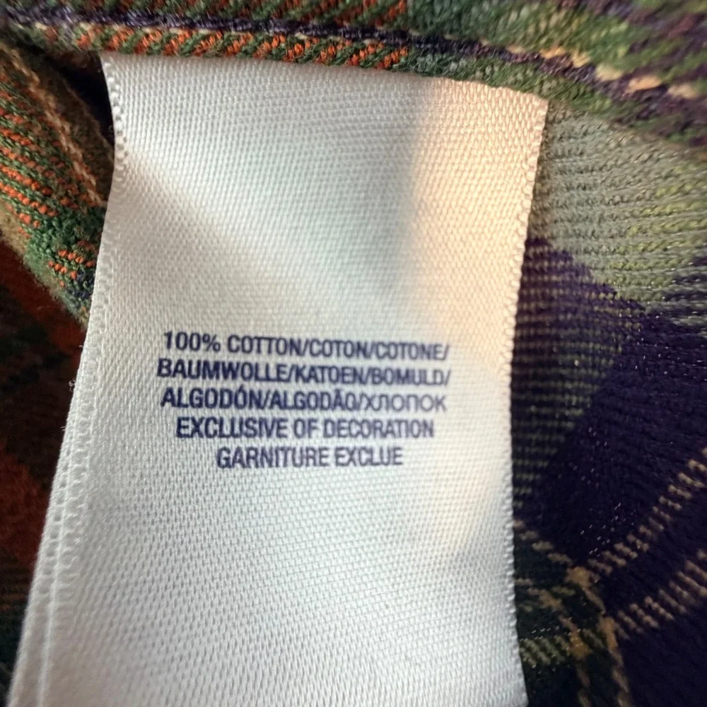 Polo Ralph Lauren Kids XL 18-20 Flannel Shirt Plaid Orange Green Purple Cotton